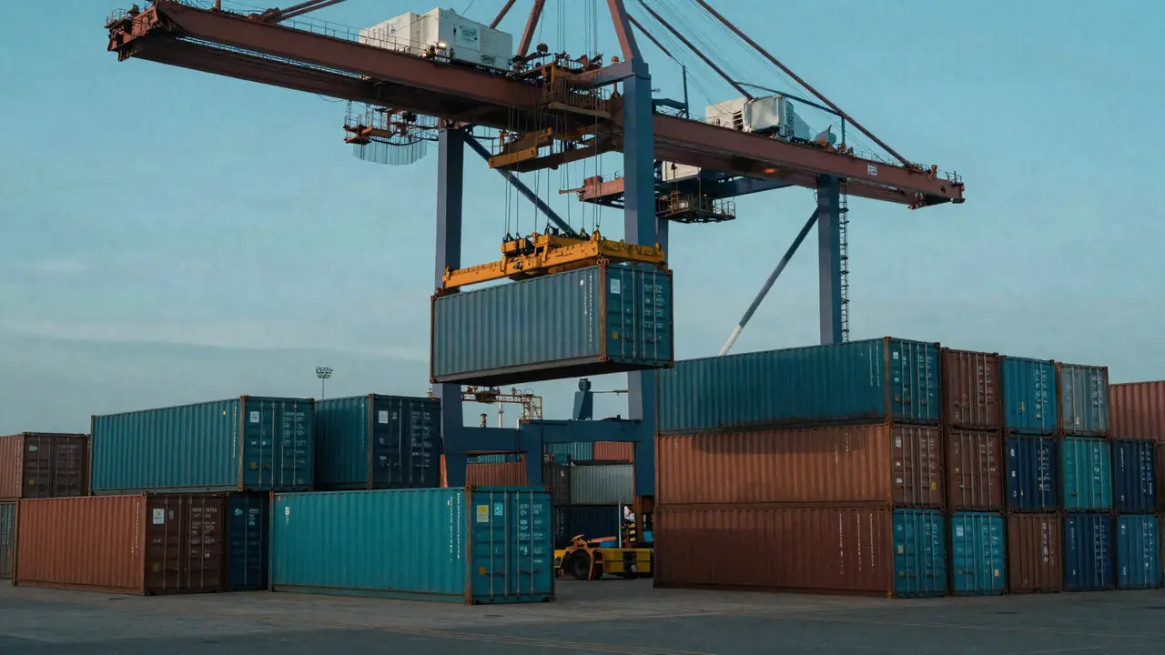 Conteneurs d’exportation empilés dans un port ouest-africain